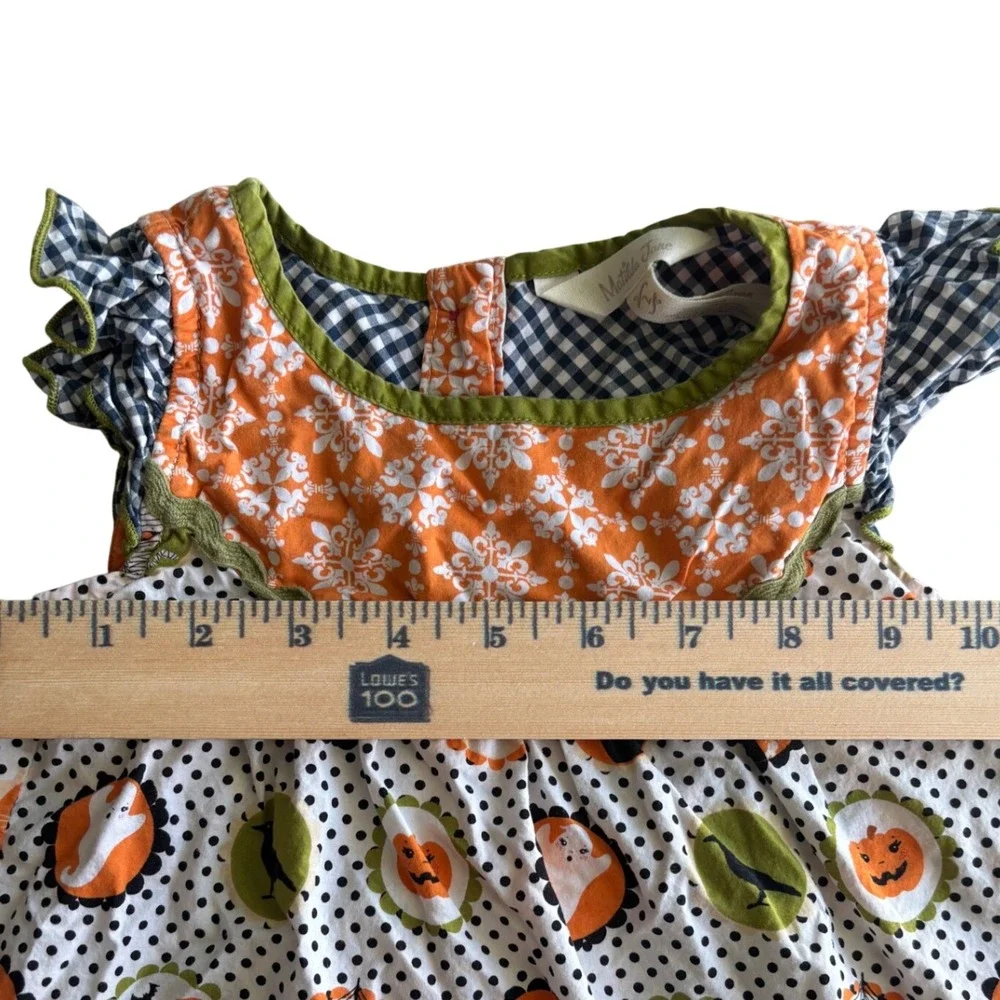 Matilda Jane Halloween Under My Spell Dress Girls Size 2 Polka Dot Pumpkin Ghost